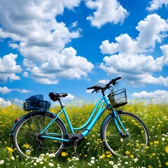 Obraz premium Beautiful natural landscape with a bicycle