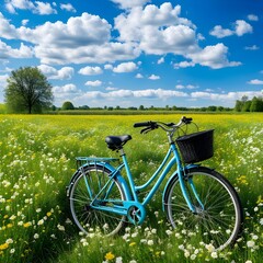 Obraz premium Beautiful natural landscape with a bicycle