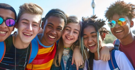 Fototapeta premium Inclusive School Environment: LGBTQ Youth Celebrating Pride Month