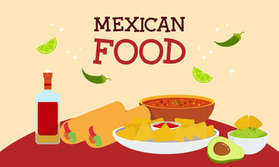 Mexican Food Signature Dishes Illustration