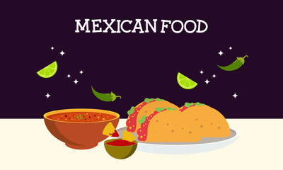 Mexican Food Signature Dishes Illustration