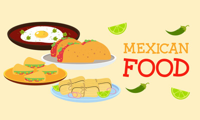 Mexican Food Signature Dishes Illustration