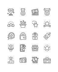 reward, bonus, benefit, prize icons, set