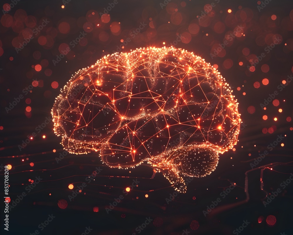 Poster artificial neural network brain representing machine learning and conceptual