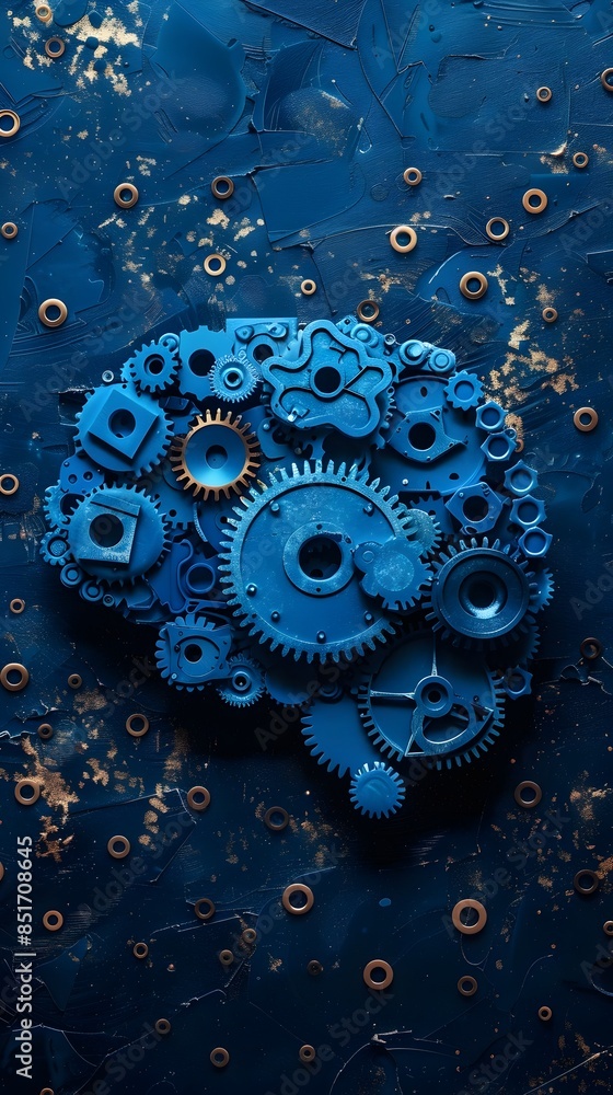 Poster mechanical brain abstract cognitive processes and problem solving concept