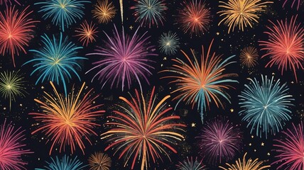 Fototapeta premium Different beautiful colored fireworks. icons. Isolated background