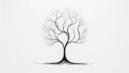 An artistic image of a simple black wire-formed tree with branches extending outward, resembling veins or neural pathways.