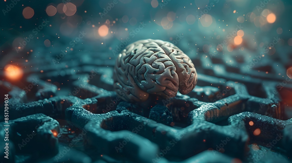 Aufkleber intricate brain maze highlighting complexity of human thought processes