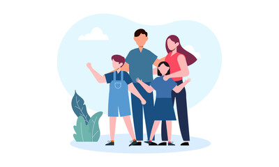 Hand drawn asian family illustration