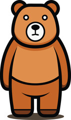 Cute Bear Cartoon Vector Icon Illustration On White Background.