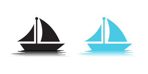 Vector Sailboat Silhouette Black And Blue