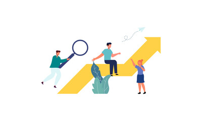 Goal-focused, support and teamwork, help in overcoming obstacles illustration