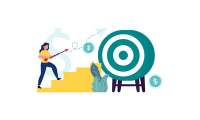 Goal-focused, support and teamwork, help in overcoming obstacles illustration