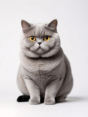 Gray British Shorthair Cat with Yellow Eyes