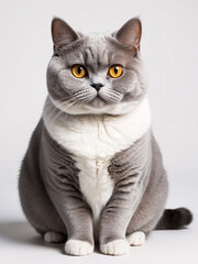 Portrait of a British Shorthair Cat with Yellow Eyes