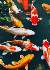 koi fish in a pond:ai-genarated 