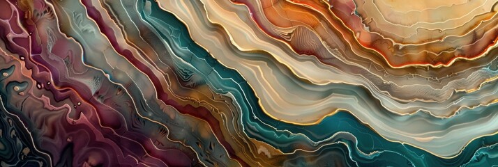 Abstract Fluid Art with Earth Tones Representing Natural Waves and Depth