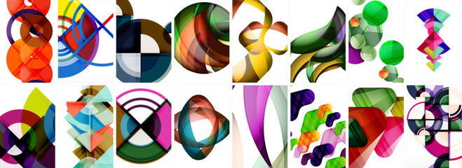 Set of trendy colorful circle geometric posters or abstract backgrounds. Vector Illustration For Wallpaper, Banner, Background, Card, Book Illustration, landing page