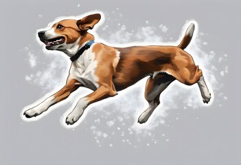 A Dog in the air on a white Background