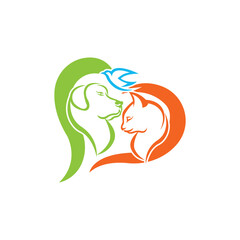 Pet care vector logo template design illustration