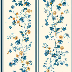 Seamless pattern, tileable floral holiday country cottage print, English countryside flowers theme for wallpaper, gift wrapping paper, scrapbook, fabric and product design inspiration