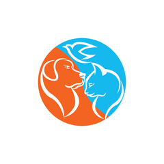 Pet care vector logo template design illustration