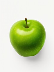 High-quality close-up image of a fresh green apple with a white background, perfect for health, diet, nature, and food-related projects.