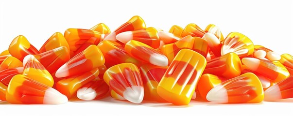 A candy corn clipart, Halloween candy, 3D realistic illustration, orange, yellow, and white, isolated on white background