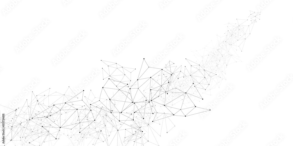 Poster Abstract plexus background with connecting dots and lines. digital technology and communication concept.