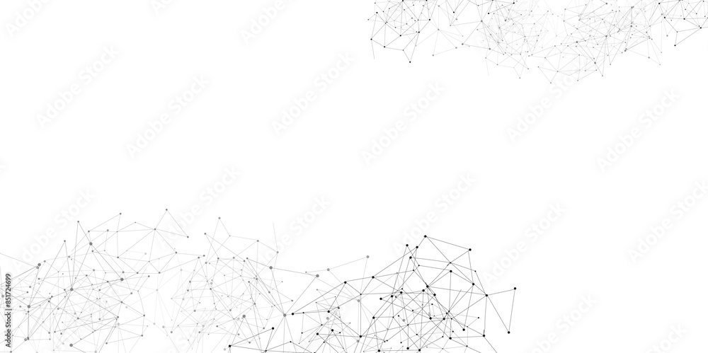 Poster Vector Grey graphic background dots with connections technologies and sharing data as abstract concept.