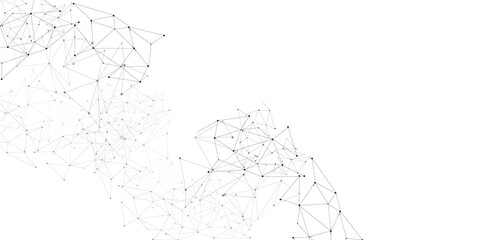 Vector Grey graphic background dots with connections technologies and sharing data as abstract concept.