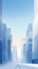 Naklejka premium Vertical Image Of A Skyscraper And A City Skyline.