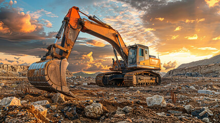 Excavator at a construction site. 