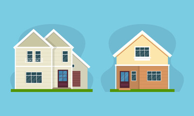 Residential houses with gardens colorful logo