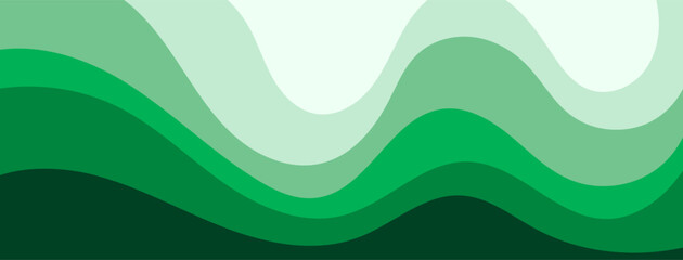 Curve wavy pattern background vector. Green color. Presentation banner, magazine, social media, creative album, art cover layout illustration template.