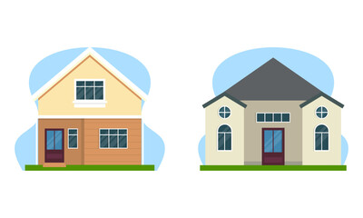 Residential houses with gardens colorful logo