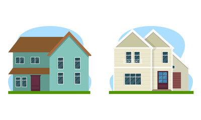 Residential houses with gardens colorful logo