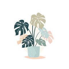 Minimalist indoor plant pot design with stylized leaves