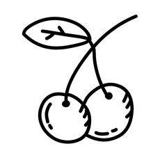 cherry fruit doodle icon