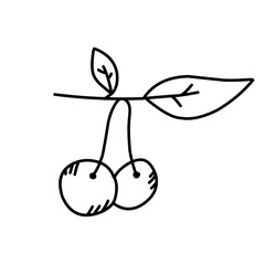 cherry fruit doodle icon