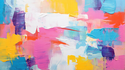 Fototapeta premium Closeup of abstract colorful painting on textured canvas. Abstract art