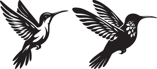 Vector art and illustration of Hummingbird silhouette style image