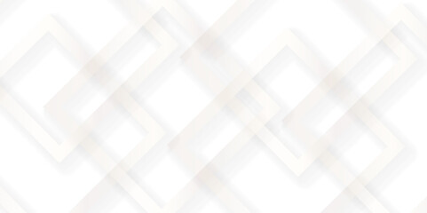 Abstract white background with diamond and square shapes layered in modern abstract pattern design, White color technology concept geometric golden gradient line vector background.