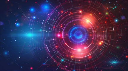 Obraz premium Circular abstract network design with bright connections and technology theme
