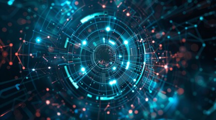 Obraz premium Circular abstract network design with bright connections and technology theme