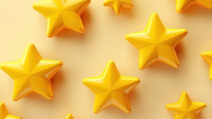 Obraz premium 3D Render glossy stars signs yellow color