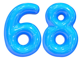 Balloon Number 68 Blue Color 3D Render