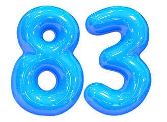 Balloon Number 83 Blue Color 3D Render