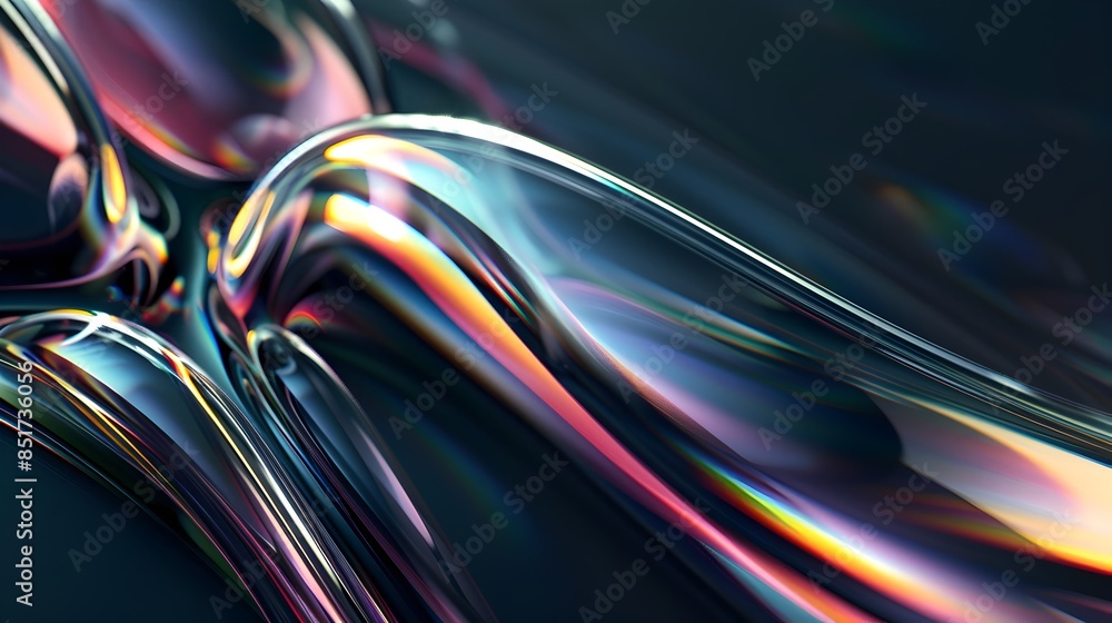 Poster Mesmerizing Fluid Abstract Gradient Shapes in Vibrant Iridescent Colors