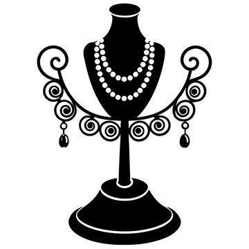black jewelry display stand with pearls clip art preview